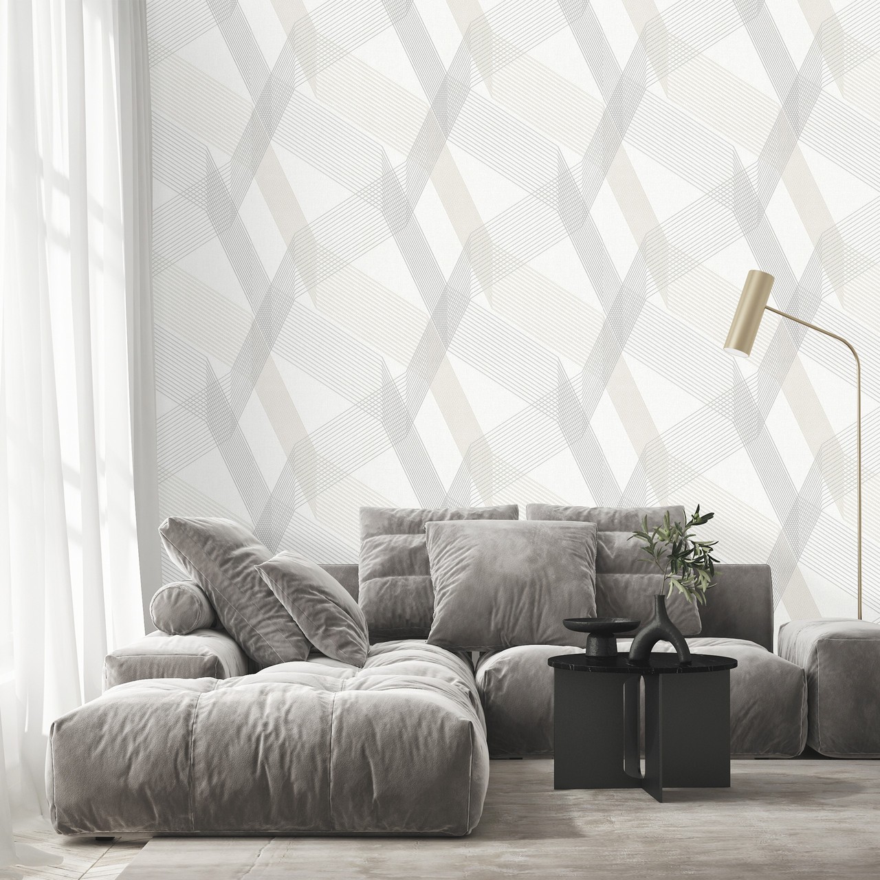 Hot Embossed wallpaper on Non-Woven Base Vinil Fringe TFSH 1-1431 White 10,05 x 1,06 m