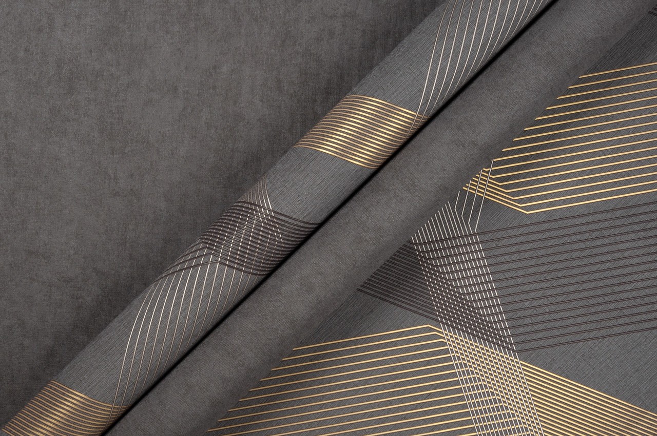 Hot Embossed wallpaper on Non-Woven Base Vinil Fringe TFSH 6-1431 Gray-Black 10,05 x 1,06 m