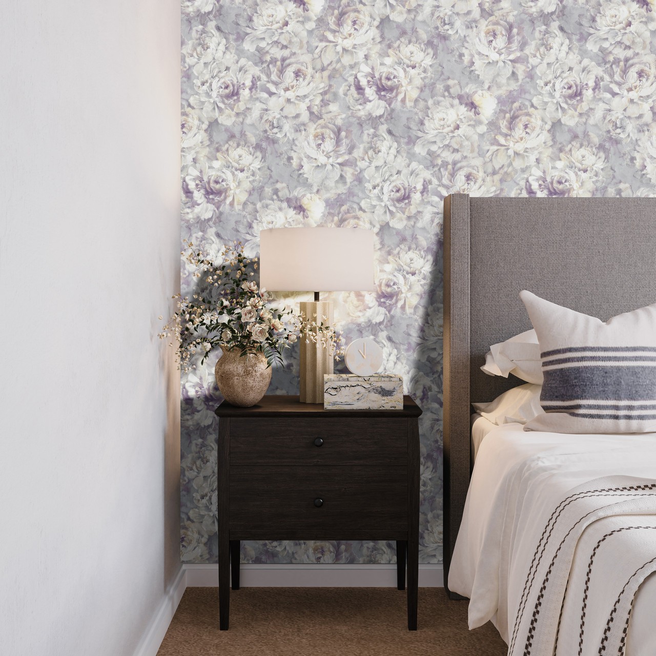 Hot Embossed wallpaper on Non-Woven Base Vinil Norwood VIP 2-1240 Gray-Beige 10,05 x 1,06 m
