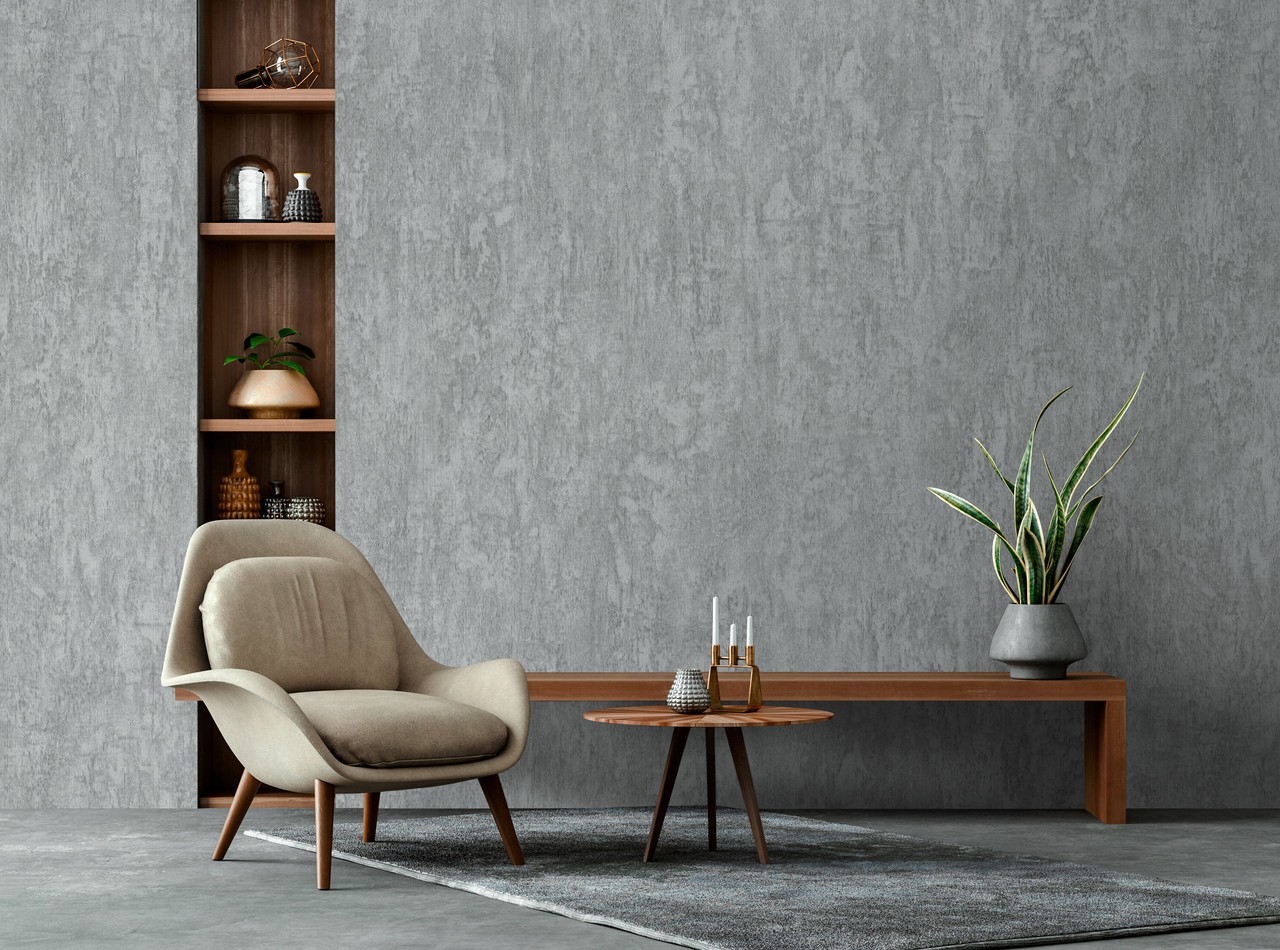Hot Embossed wallpaper on Non-Woven Base Vinil Concrete SHT 1-1563 White 10,05 x 1,06 m