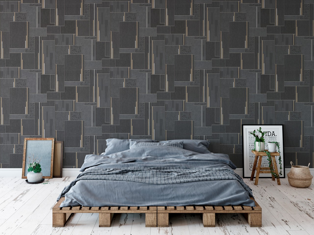 Hot Embossed wallpaper on Non-Woven Base Vinil Patchwork TFSH 2-1434 Beige 10,05 x 1,06 m