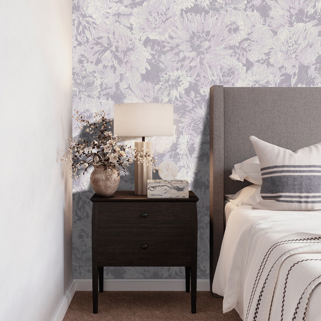 Vinyl Foam wallpaper on non-woven base Vinil Asteria  DHS-1479/4 Gray 10,05 x 1,06 m
