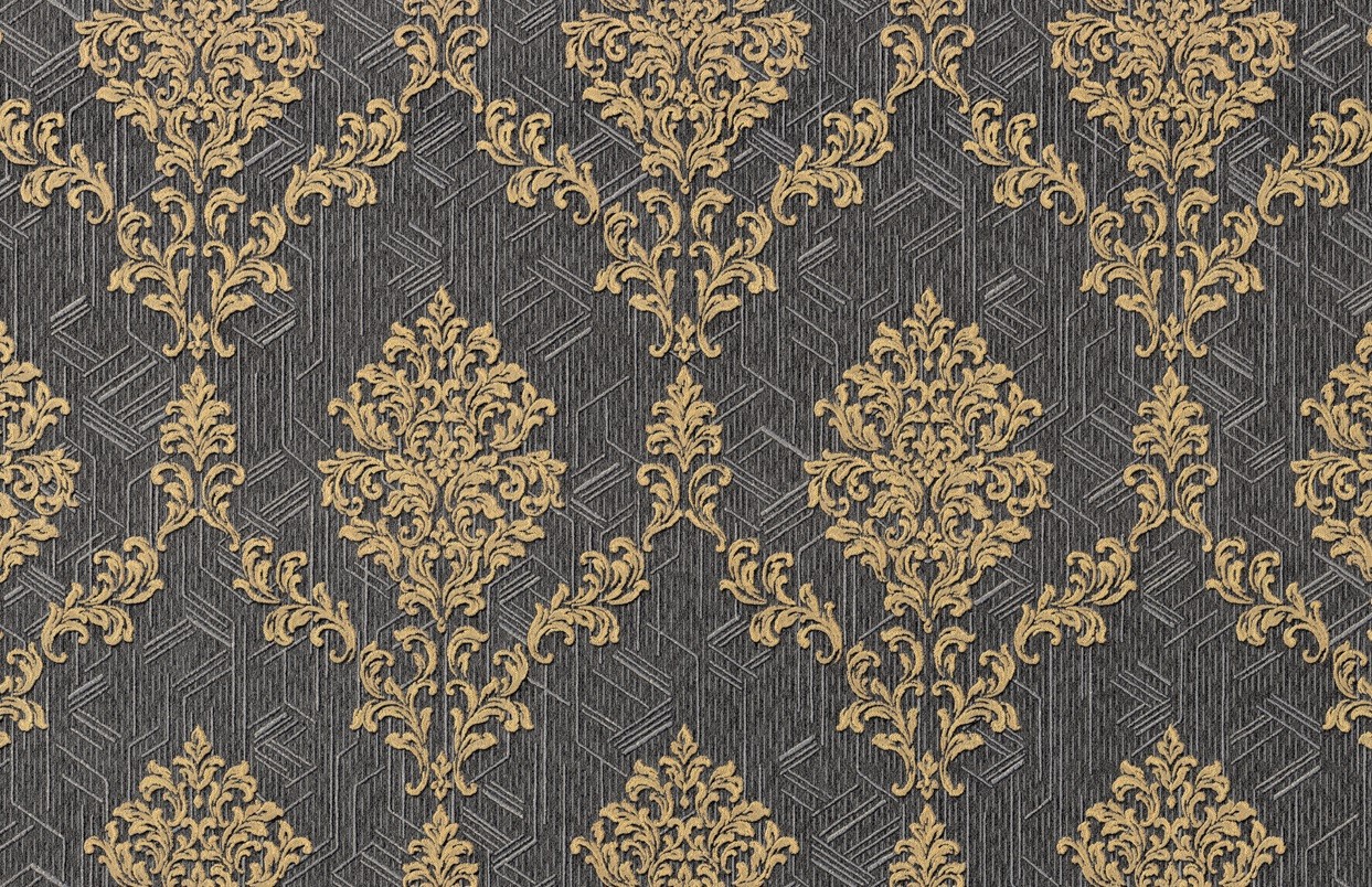 Vinyl Foam wallpaper on non-woven base Vinil Shamani DHV-1489/5 Black 10,05 x 1,06 m