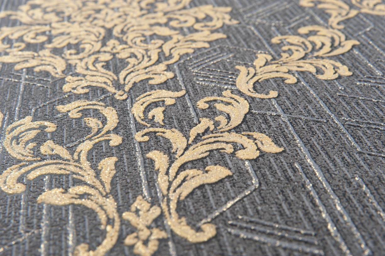 Vinyl Foam wallpaper on non-woven base Vinil Shamani DHV-1489/5 Black 10,05 x 1,06 m
