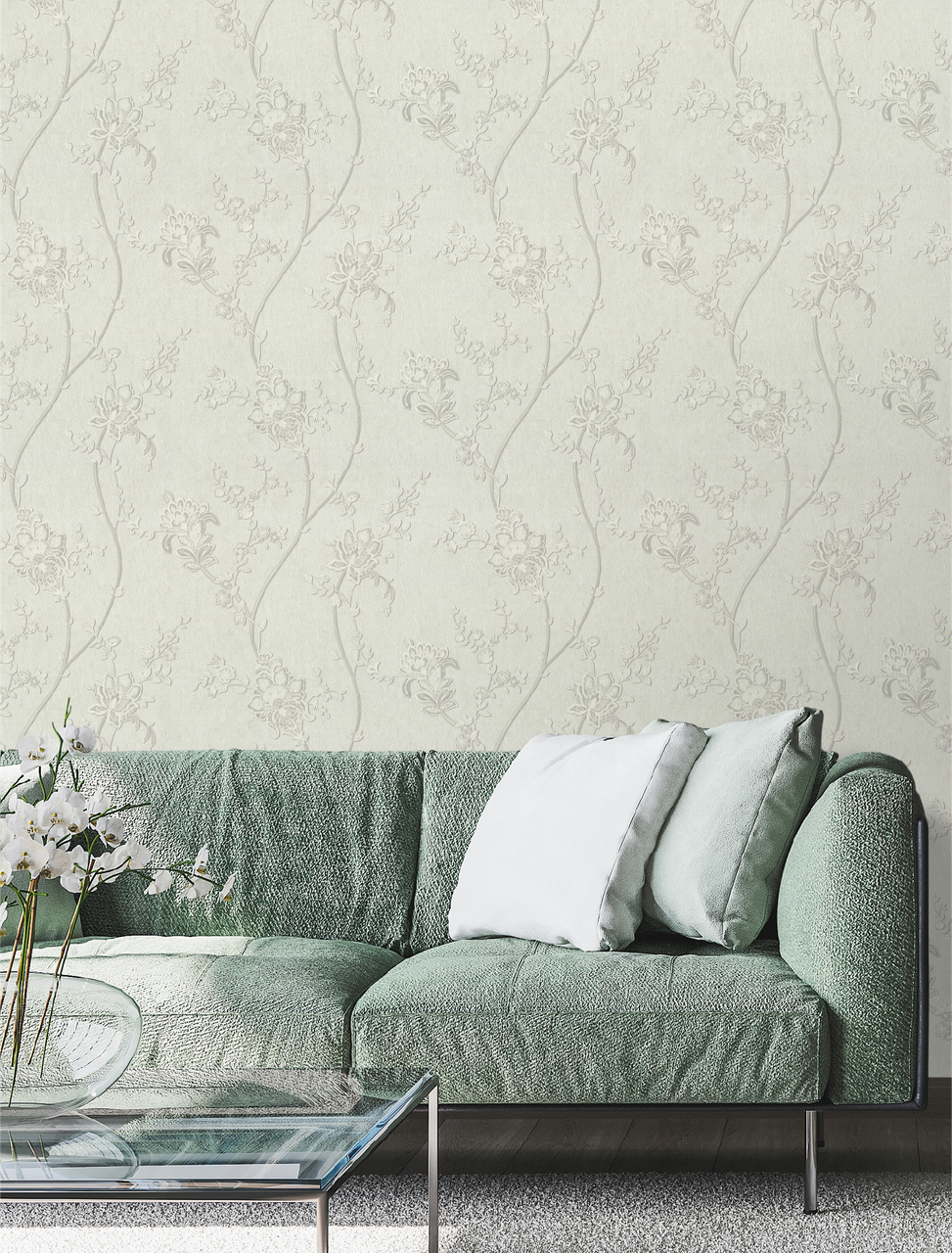 Hot Embossed wallpaper on Non-Woven Base Vinil Alanya PVIP 4-1572 Gray-Beige 10,05 x 1,06 m