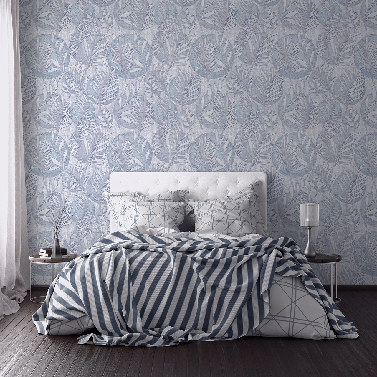 Vinyl Foam wallpaper on non-woven base Vinil Fern DHV-1591/5 Gray-Purple 10,05 x 1,06 m