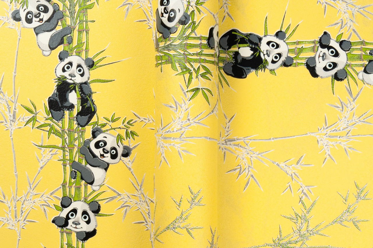 Vinyl Foam wallpaper on non-woven base Vinil Pandas KFP 4-1517 Yellow 10,05 x 0,53 m