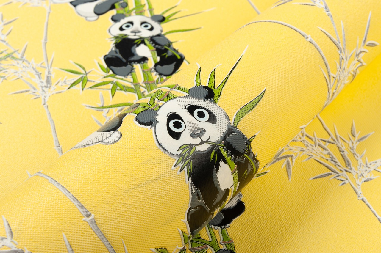 Vinyl Foam wallpaper on non-woven base Vinil Pandas KFP 4-1517 Yellow 10,05 x 0,53 m