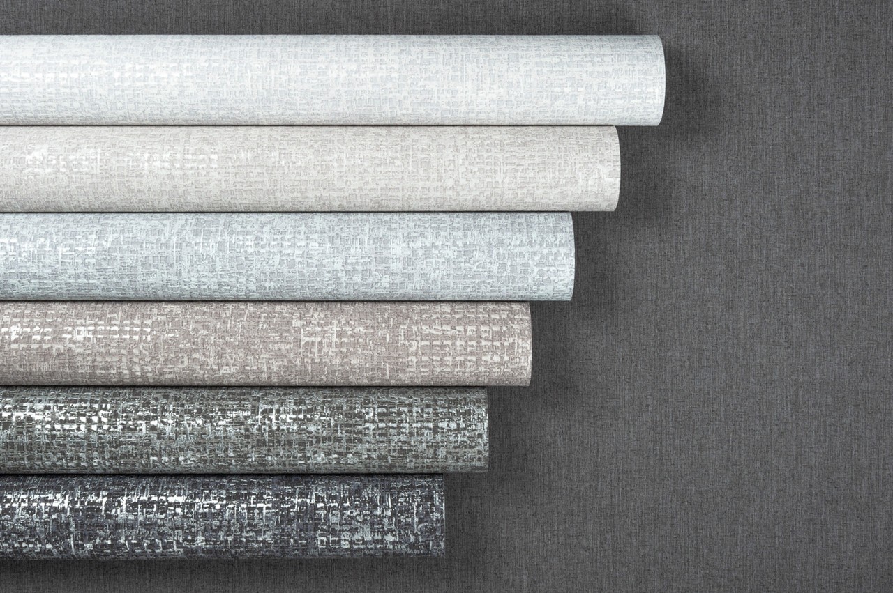 Hot Embossed wallpaper on Non-Woven Base Vinil Ostin TFSH 3-1437 Gray Blue 10,05 x 1,06 m