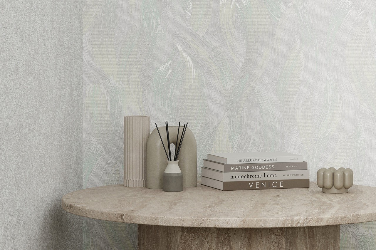 Vinyl Foam wallpaper on non-woven base Vinil Aqua DHV-1595/4 Light Green 10,05 x 1,06 m