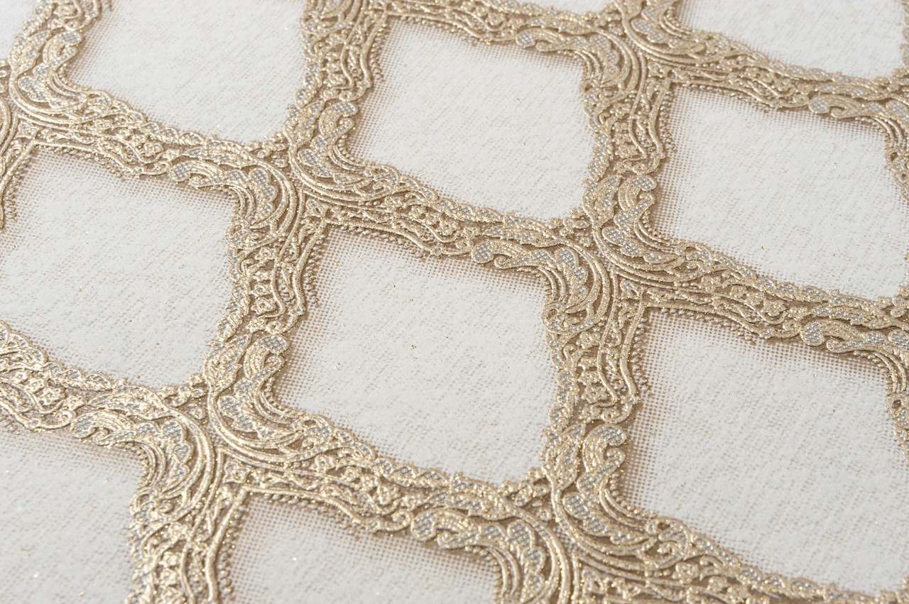 Vinyl Foam wallpaper on non-woven base Vinil CHARLOTTE DHV-1197/2 Pearl-Golden-Silver 10,05 x 1,06