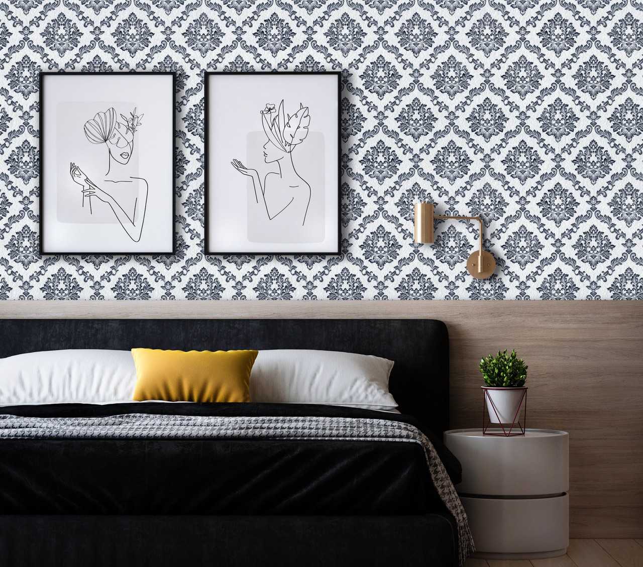 Vinyl Foam wallpaper on non-woven base Vinil Golden DHV-1490/4 Brown 10,05 x 1,06 m
