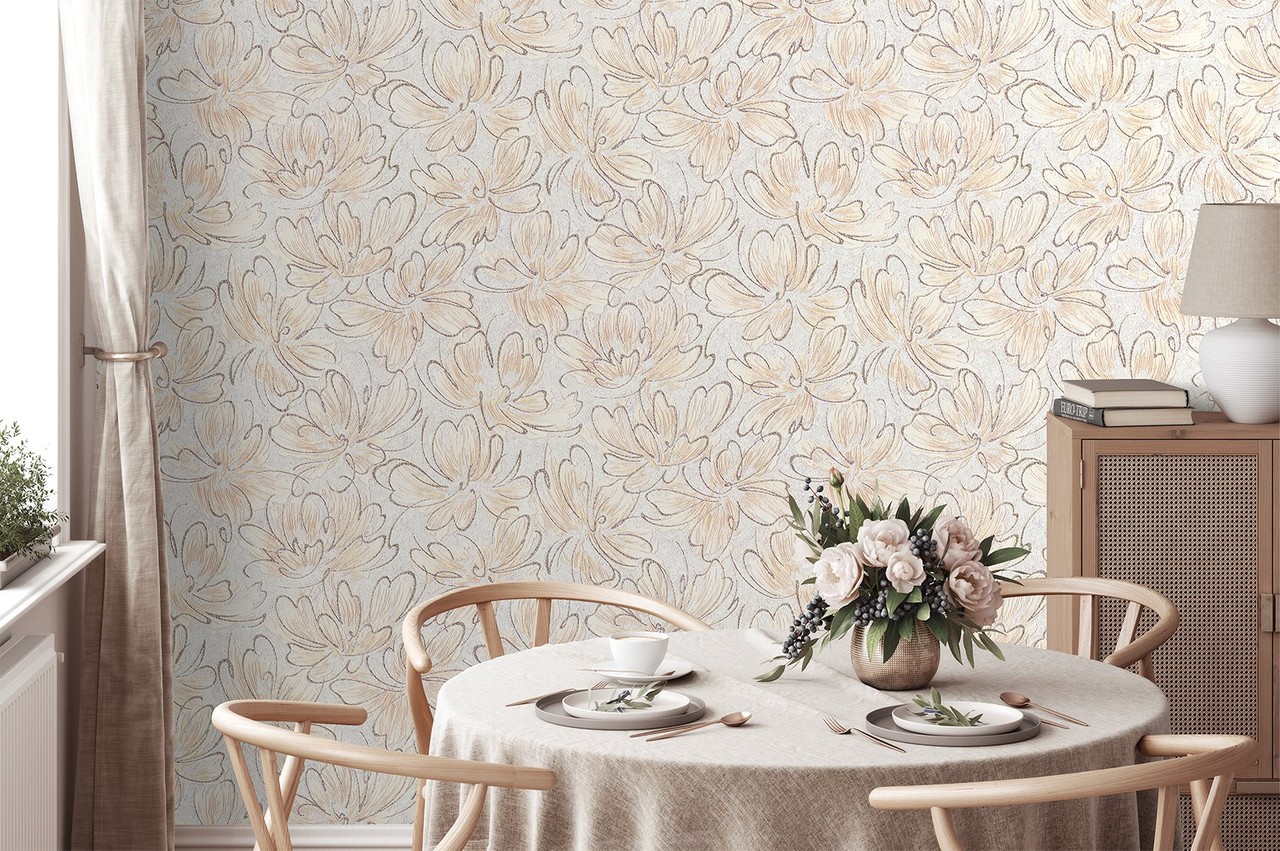 Vinyl Foam wallpaper on non-woven base Vinil Pure DHL-1652/2 Gray-Beige (1,06С…10,05 m)