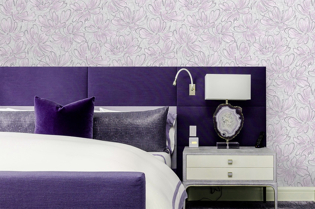 Vinyl Foam wallpaper on non-woven base Vinil Pure DHL-1652/5 Gray-Lillac (1,06С…10,05 m)