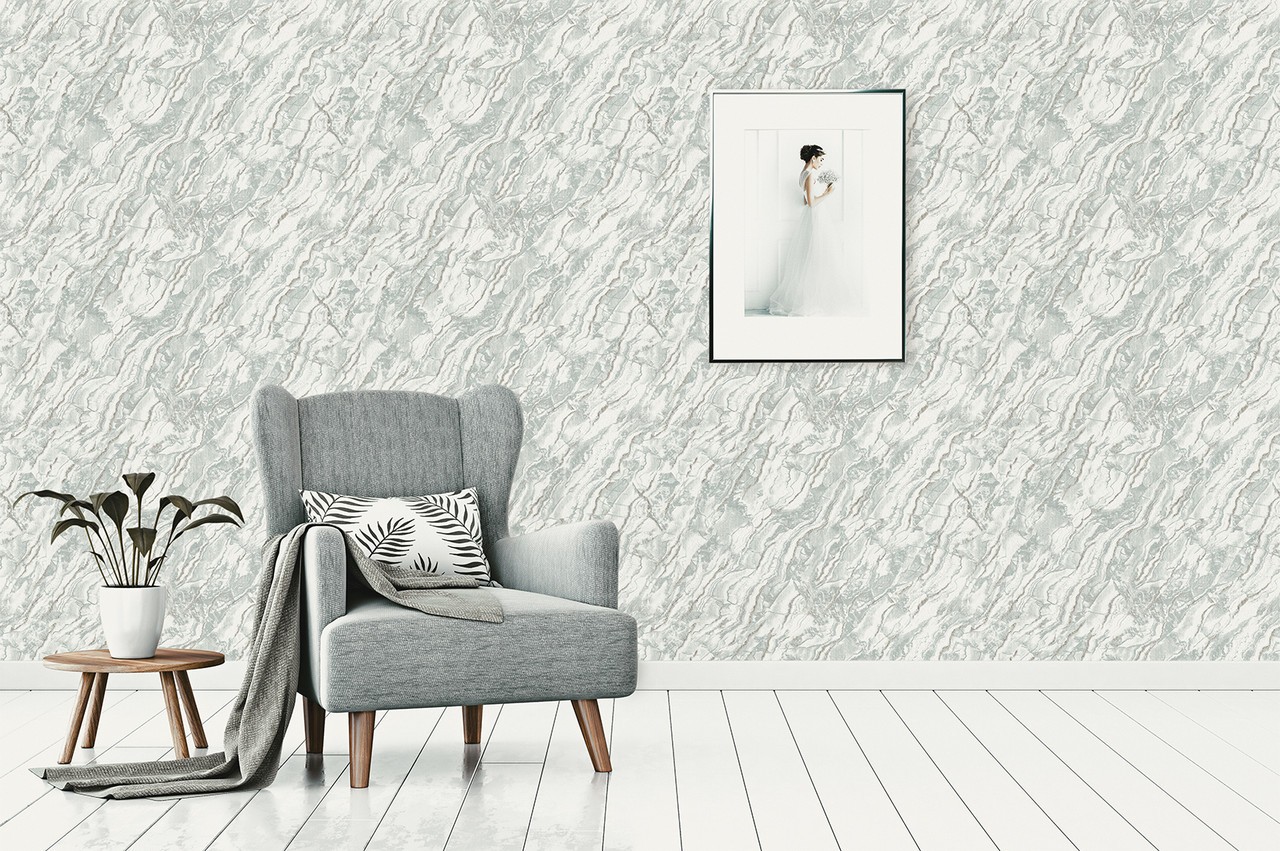 Vinyl Foam wallpaper on non-woven base Vinil Lagoona DHL-1651/5 Gray-Green (1,06С…10,05 m)
